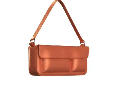 Orange Leather Baguette Bag 3D model