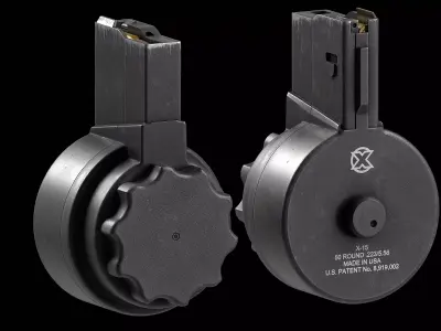 X Products X-15 50 Round Drum Magazine cal 223 Low-poly 3D model