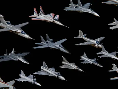 Low Poly Jets PACK Low-poly 3D model