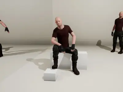 The Lieutenant two soldiers Low-poly 3D model