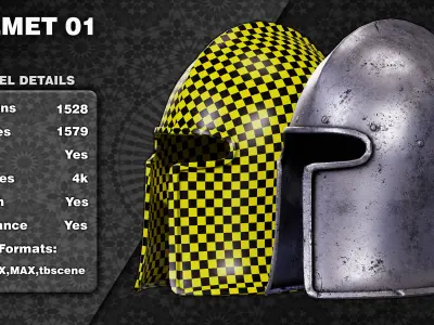 10 medieval helmet game ready vol 01 Low-poly 3D model