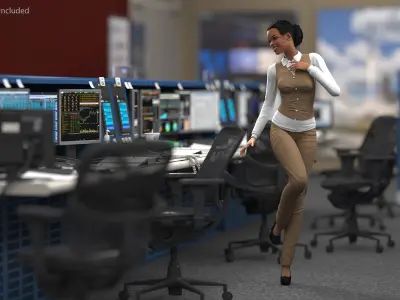 Light Skin Business Style Woman Rigged for Cinema 4D 3D model