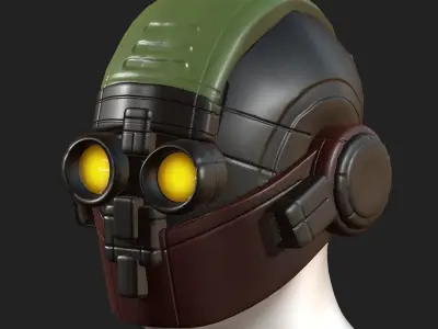 Helmet scifi military combat 3d model low poly  Low-poly 3D model 4