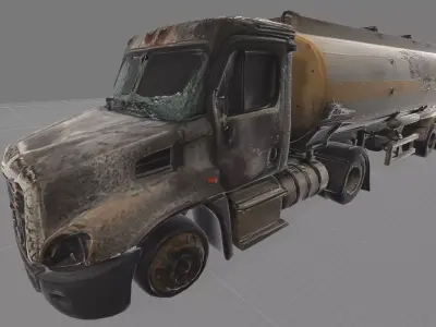 Wrecked and Burned Fuel Tanker PBR Low-poly 3D model