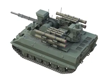 Uran-9 combat tank Low-poly 3D model