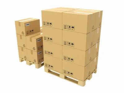Cardboard boxes on a pallets 3D model