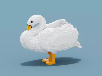 Voxel Swan Low-poly 3D model