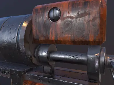 Steampunk  Revolver Low-poly 3D model