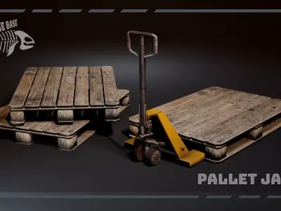 Pallet Jack with Pallets Low-poly 3D model purchase