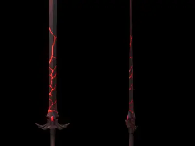 Handpainted Fantasy Black Sword Low-poly 3D model