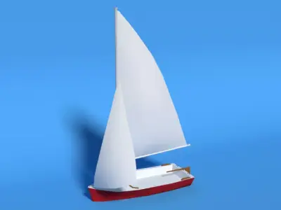 Low Poly Cartoon Javelin Dinghy Sailboat Low-poly 3D model