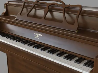 Hardman Vintage Traditional Walnut Console Piano 3D model