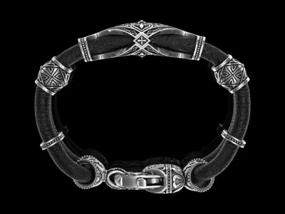 Stylish antique bracelet with patterns cross 387 3D print model