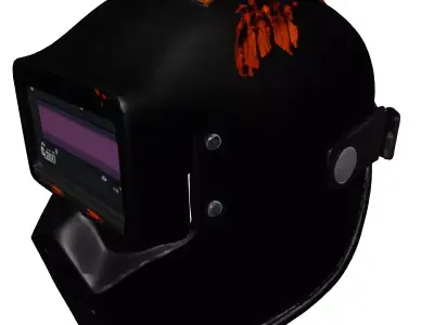 Worn Industrial Welding Helmet Low-poly 3D model