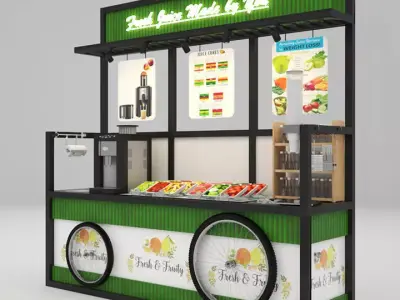 Fresh And Fruity Juice Cart 3D model