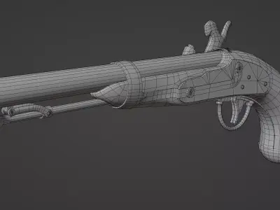 Pirate Fire Stick Gun Low-poly 3D model Low-poly 3D model Low-poly 3D model