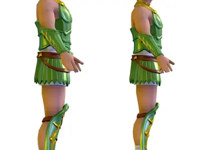 Men The Knight in Green Armore Low-poly 3D model