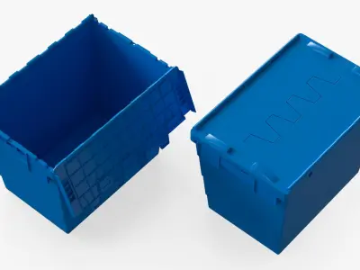 Heavy Duty Plastic Storage Container with Lid Blue 3D model