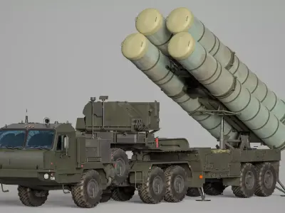 Russian S-400 Triumf Air Defense System Vehicle Low-poly 3D model