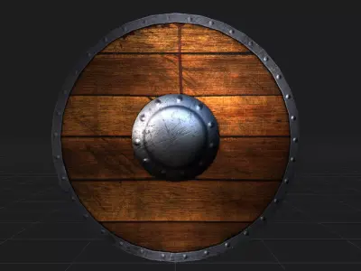 Round Wooden Shield Low-poly 3D model