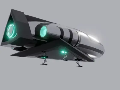 Futuristic Chrome sci-fi Spaceship Low-poly 3D model