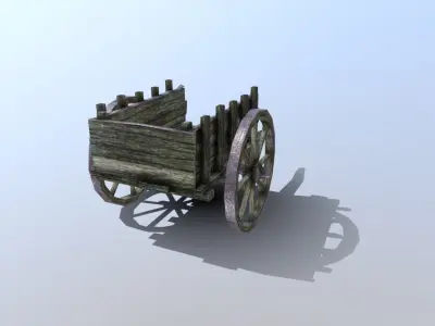 Medieval Cart Prop Low-poly 3D model