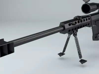 Barrett rifle with scope 3D model