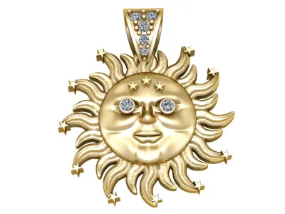 GOLDEN SUN CHARM PENDANT 3D PRINTABLE MODEL  3D print model purchase