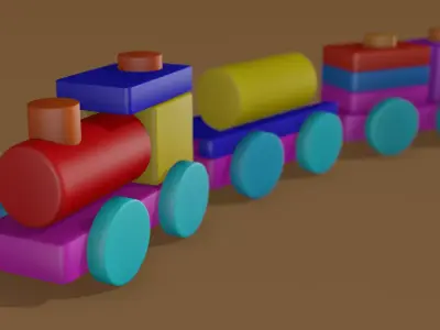 Wooden Toy Train - Stylized Low Poly 3D Model Low-poly 3D model