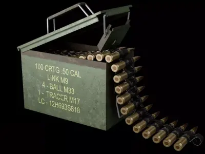 Ammo Box and Bullet Belt PBR Asset Low-poly 3D model