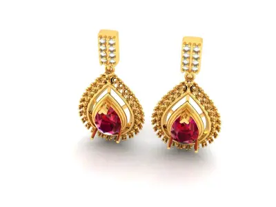 Pear Stone Earring 3D print model