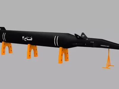 Fattah-02 Hypersonic Missile Low-poly 3D model