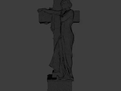 Graveyard Statue 3d Scan retopologized Free low-poly 3D model