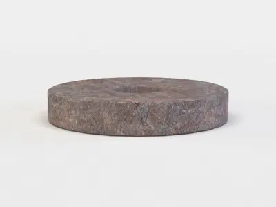 Millstone round stone Low-poly 3D model
