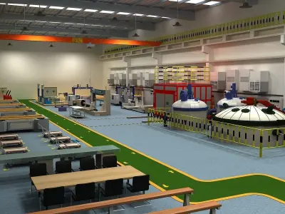 Factory Interior Scene and Equipment  3D model