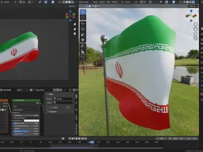 Animated Iran Flags  3D model