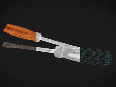Screwdriver Old tools Free low-poly 3D model