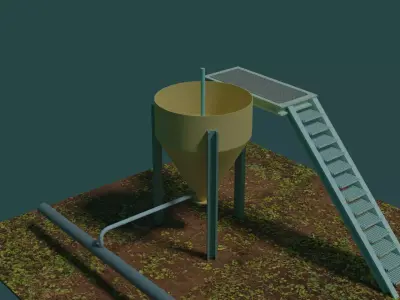 Industrial Mixing Tank Skid 3D model