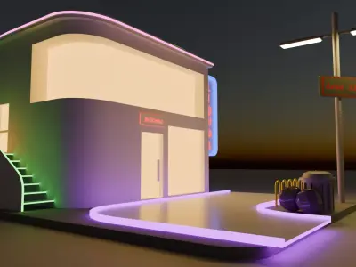 Cyberpunk Liquor Store Low-poly 3D model