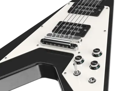Detailed Black V Electric Guitar 3D model