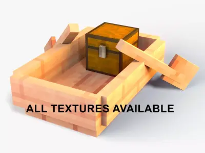 Minecraft Boat Rig Low-poly 3D model