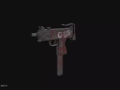 Post apocalyptic MAC10 Low-poly 3D model