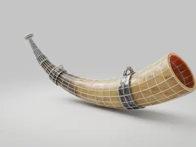 Viking Fantasy Warhorn Low Poly asset Low-poly 3D model