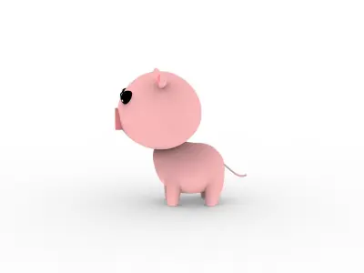 Cartoon Pig v001 character  3D model