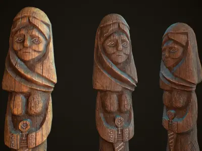 Totem wood 6 pbr 4k  Low-poly 3D model