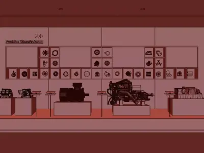 Indoor exhibition hall for industrial parts and components 3D model