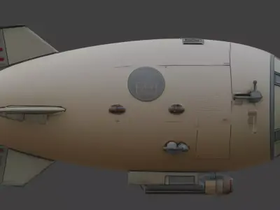Stylized Chibi Sci-Fi Military Blimp Low-poly 3D model