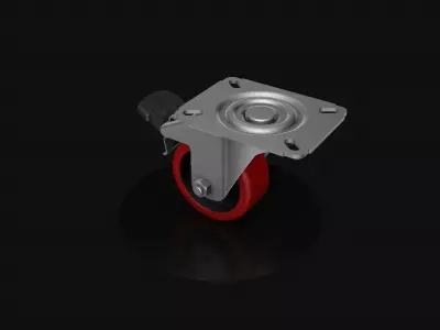 Industrial swivel wheel with brake 3D model