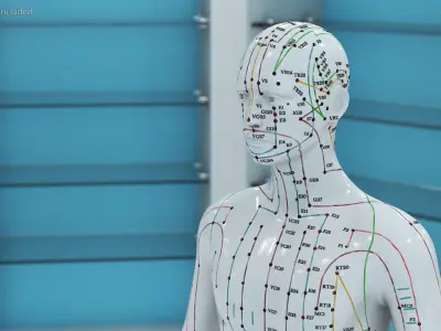 Male Acupuncture Mannequin 3D model