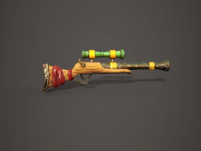 Stylized Rifle Gun Low-poly 3D model